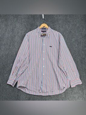 Faconnable Striped Button Up Long Sleeve Shirt Men’s XL Cotton Academia Nautical